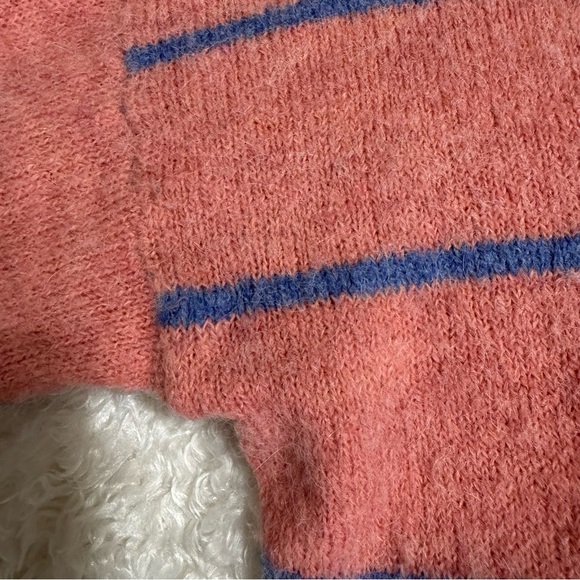 J Crew Alpaca Merino Wool Crewneck Stripe Pink/Blue sweater AK162 Sz Medium - Picture 7 of 11